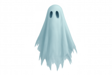 Ghost character floating depicting a scary spirit and spooky paranormal ideas for halloween. Transparent background
