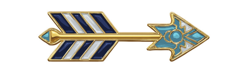 Decorative arrow illustration with stylized design and metallic elements