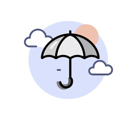 Umbrella illustration with clouds and sun