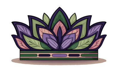 Stylized crown illustration floral motif decorative design ornament