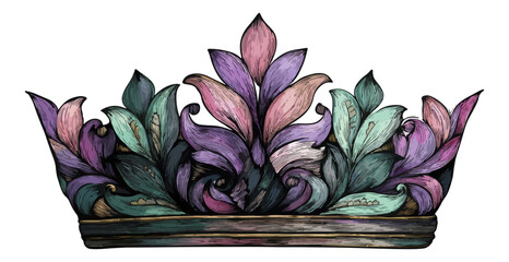 Floral crown illustration colored decorative design elements