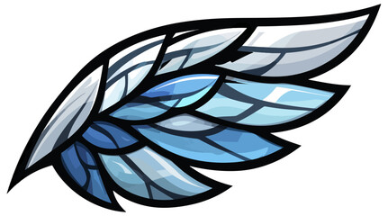 Wing illustration with blue and white tones on black background