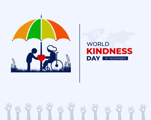 World Kindness Day. 13 November. Holiday concept. Template for background with banner, poster and card. Vector illustration.