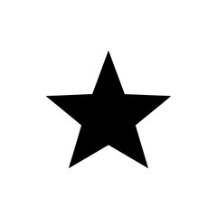 A Simple Black Five Pointed Star Shape Isolated on a White Background.