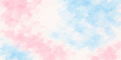 Abstract watercolour hand drawn background with pink and blue splashes and soft glowing design