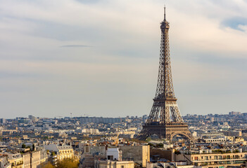 Naklejka premium Eiffel tower at sunset, Paris, France
