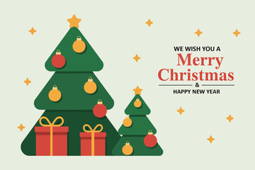 Download free christmas tree vector with gifts and ornaments for holiday card