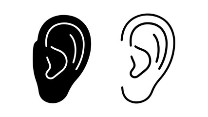 A set of two human ear icons, one depicted as a solid black silhouette and the other as a simple outline.