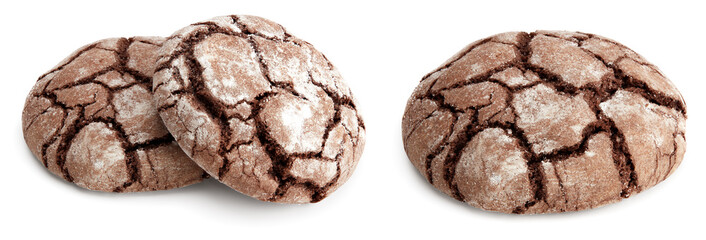 Chocolate brownie cookie isolated on white background. clipping path