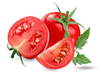 piece of fresh tomato isolated on white background. clipping path