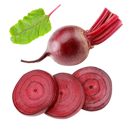 sliced beetroot isolated on white background. clipping path