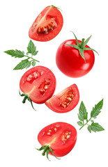 piece of fresh tomato isolated on white background. clipping path