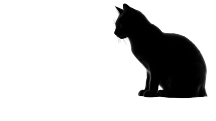 Black cat silhouette Halloween decoration with glowing base, isolated on white background