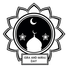 Isra & Miraj Day black color design, solid white background (3).eps