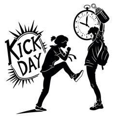Kick Day black color design, solid white background (1).eps