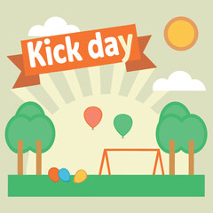 Kick Day black color design, solid white background (5).eps
