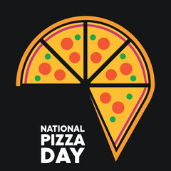 National Pizza Day black color design, solid white background (5).eps
