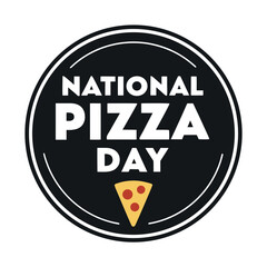 National Pizza Day black color design, solid white background (10).eps