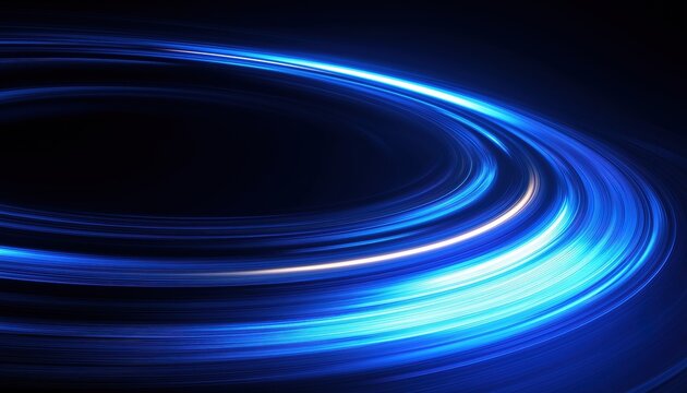 Dynamic Blue Light With Glow Effect: Rotating Shiny Half Rings And Abstract Sparkling Light Speed.