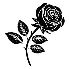 Rose Day black color design, solid white background (7).eps