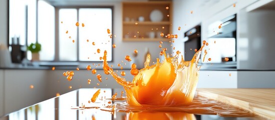 Orange Juice Splash in Kitchen