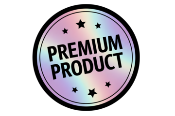 holographic sticker templates, label with holographic effect. Shiny rainbow emblems Premium. Isolated on transparent background, png