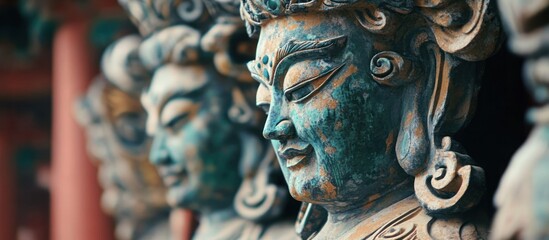 Close-up of  Ancient Chinese Buddhist Statues