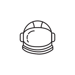 Simple Outline Stroke Astronaut Helmet Exploration Spacesuit Protection Icon
