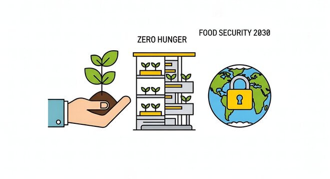 Flat Illustration Zero Hunger Food Security Concept for Sustainable Development Goals