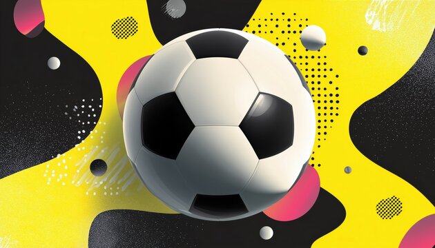 Soccer Cover Template With Geometric Patterns And Ball For Sport Placards, Posters, And Flyers: A Football Abstract Design.