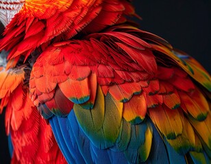 Obraz premium blue and yellow macaw feathers up close 