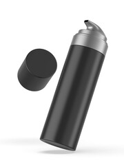 Blank cosmetic airless pump container packaging isolated on white background. Realistic clean mockup template for branding. 3D render illustration.