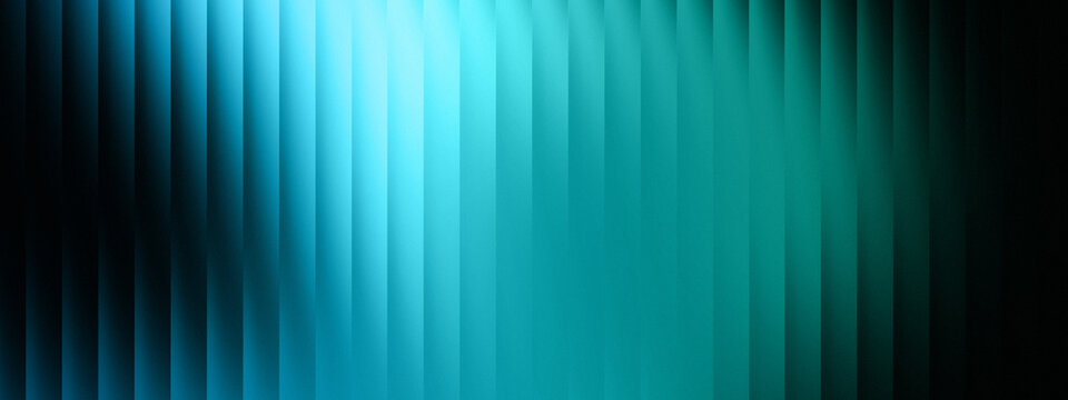 Futuristic glass stripe texture background with teal blue gradient lighting, modern abstract reflective pattern design for digital art and technology