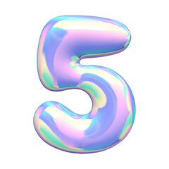 3d blue number 5