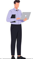 Professional Man Holding Laptop and Folder.