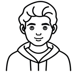 Illustration of a young man with short hair and a casual hoodie