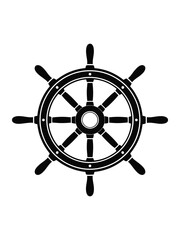 Fototapeta premium Classic nautical ship steering wheel emblem symbol isolated on white background