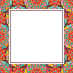Oriental ornamental mosaic frame. Asian design for page decoration. Vector background