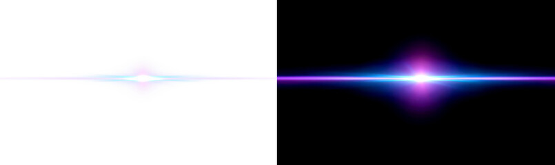 Smooth Gradient Beam of Purple and Blue Light in Gradient Display on Transparent and Black Background, cutout, png