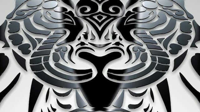 Motion over Abstract Black Pattern Portraying the Fierce Leopard Head, Artistic Tattoo Illustration or Elite Design Element for Modern Clothing