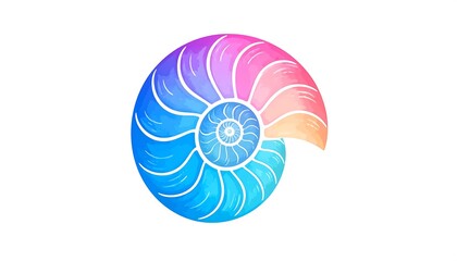 Obraz premium A stylized, colorful illustration of a nautilus shell isolated against a white background
