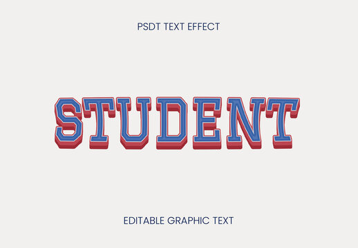 Red And Blue College Text Effect Varsity Font