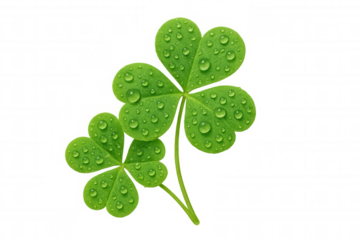Fresh green shamrock leaf with glistening water drops representing luck and saint patrick's day