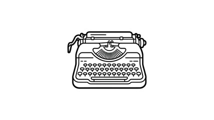 Vintage manual typewriter illustration with a classic design and paper in the roller