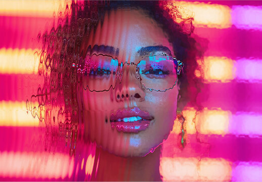 Pink And Purple Modern Glass Reflection Photo Effect