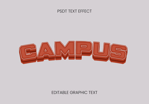Red And White College Text Effect Block Varsity 3D Font