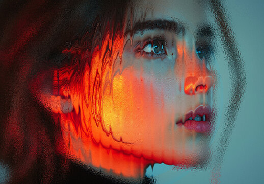 Red And Blue Modern Glass Reflection Photo Effect