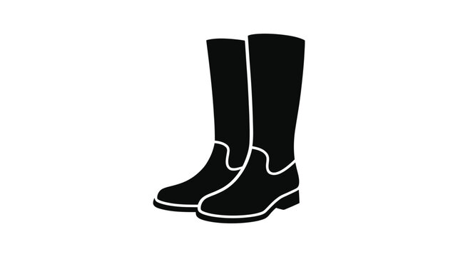 Black silhouette of a pair of tall knee high riding boots with white trim