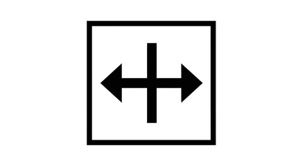 Fototapeta premium A black and white graphic showing a directional symbol within a square frame.