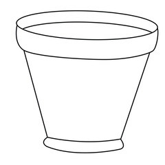Cute cartoon hand drawn vector empty flower pot outline.
